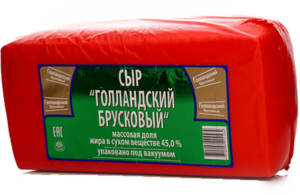 Сыр "Голландский брусковый" 45%, вес, ТМ "Крымская коровка" Здравушка