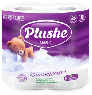 PLUSHE Бумага Classic 4шт.*18м 2-х сл.Белая