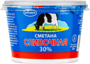 Эко Сметана Экомилк "СЛИВОЧНАЯ" мдж 30%  180 гр