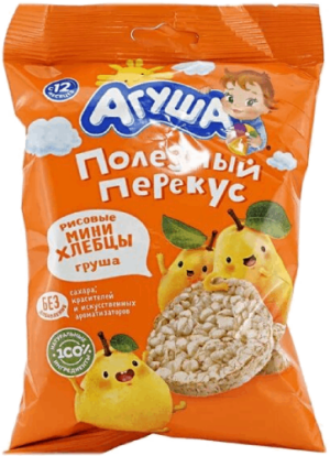 Хлебцы Рис Мини Агуша 0,2% 30г Груша