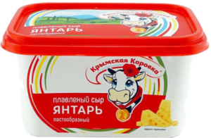 Сыр плавленый "Янтарь" 50%, фас. 380гр.(ванночка), ТМ "Крымская Коровка"