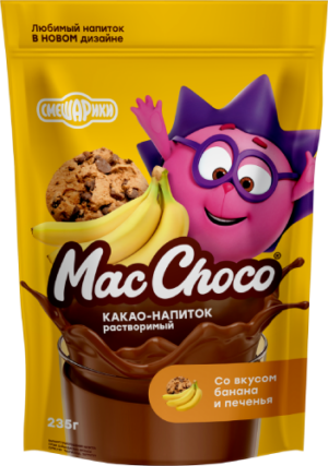 Какао-напиток растворимый MacChoco банан печенье 235г