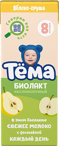 Тема Биолакт Детский Яблоко груша 3,0% 206 TBA slim ГК6 (шт.)